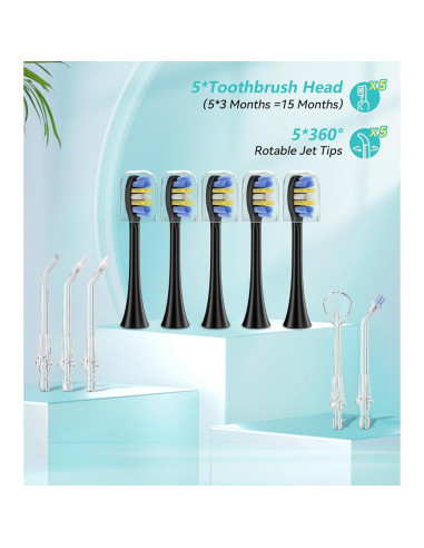 Combo Irrigador Oral y Cepillo Eléctrico HEXAYA 600ML Negro
