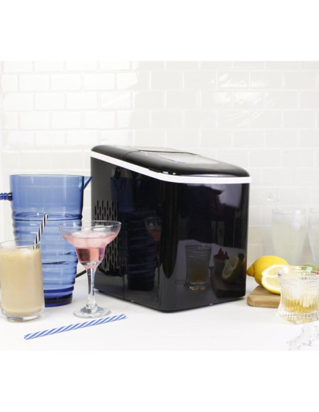 Máquina de Hielo Koolatron KIM26B - 9 Cubos en 6 Minutos, 11.7 kg/día, Auto Limpieza, Acero Inoxidable Negro