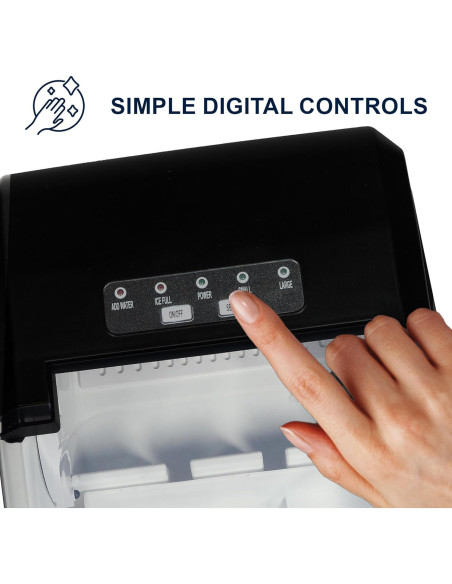 Máquina de Hielo Koolatron KIM26B - 9 Cubos en 6 Minutos, 11.7 kg/día, Auto Limpieza, Acero Inoxidable Negro