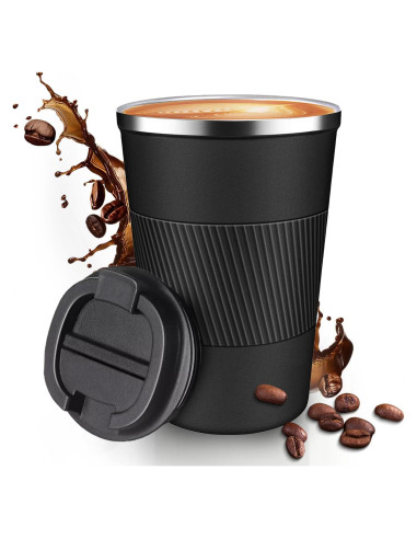 Taza de viaje Baodaadan 363ml acero inoxidable negra