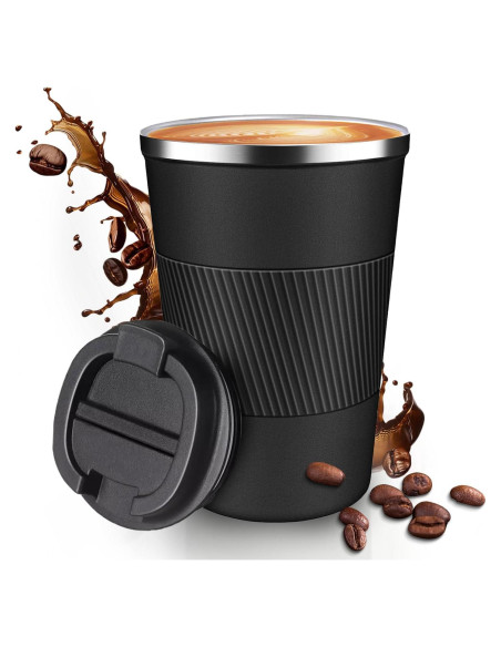 Taza de viaje Baodaadan 363ml acero inoxidable negra