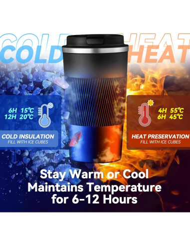 Taza de viaje Baodaadan 363ml acero inoxidable negra