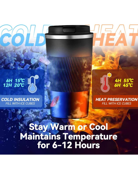 Taza de viaje Baodaadan 363ml acero inoxidable negra