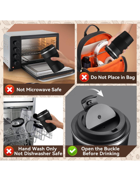 Taza de viaje Baodaadan 363ml acero inoxidable negra