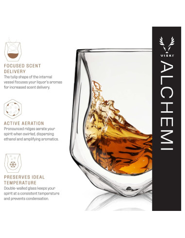 Vaso de Whisky Aerador Viski Doble Pared 207 ml Apto Lavavajillas