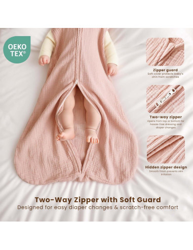 Saco de Sueño Muselina Konssy 0-6 Meses 0.8 TOG 2 Piezas