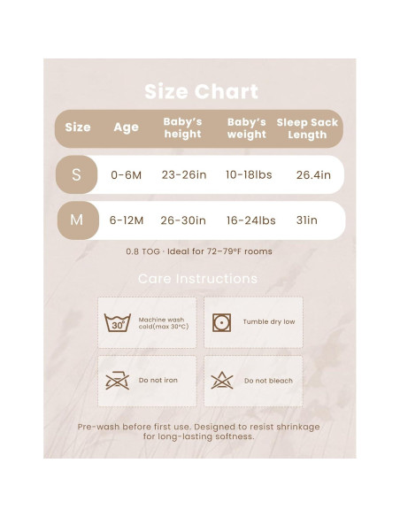 Saco de Sueño Muselina Konssy 0-6 Meses 0.8 TOG 2 Piezas