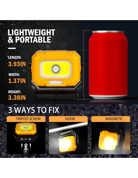 Luz de Trabajo LED Recargable ZDliteUSA 1200LM 15 Modos