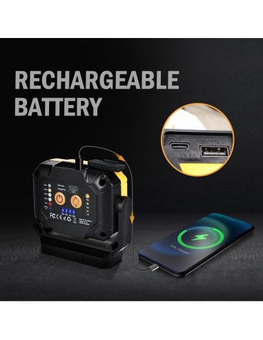 Luz de Trabajo LED Recargable ZDliteUSA 1200LM 15 Modos