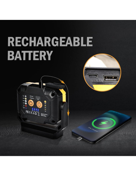 Luz de Trabajo LED Recargable ZDliteUSA 1200LM 15 Modos