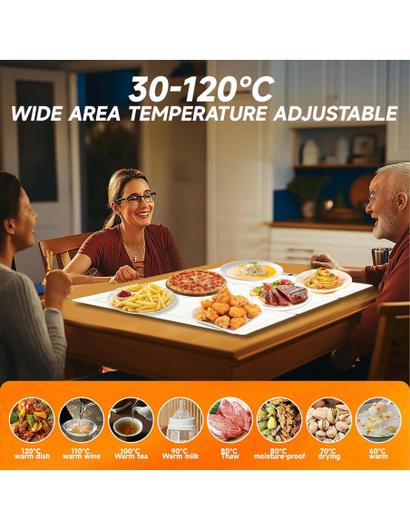 Bandeja de Calentamiento Eléctrica TOPRATED 43x38 cm Plegable