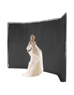 Pantalla de Fondo Negra 4x2.4m Fifizoo con Soporte Plegable