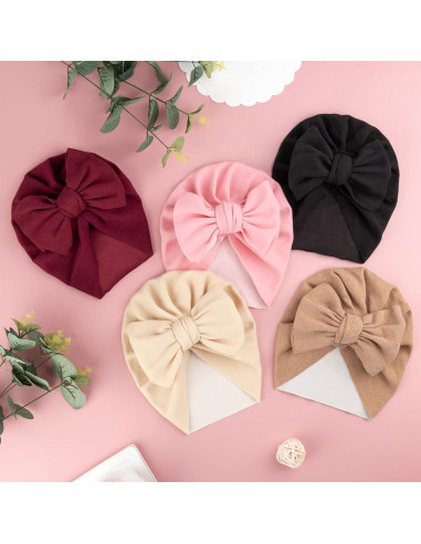 Gorras de Algodón BQUBO para Bebés con Lazo - 5 Piezas