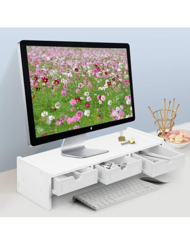 Soporte Elevador para Monitor Valen Blanco 49.5x19.1x11.9 cm