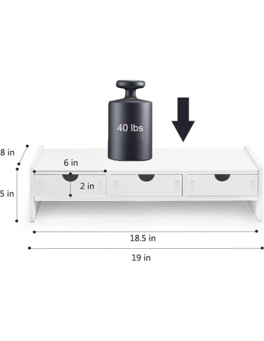 Soporte Elevador para Monitor Valen Blanco 49.5x19.1x11.9 cm