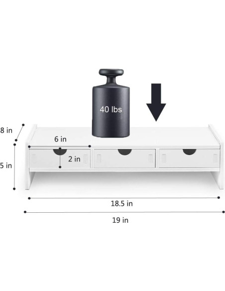 Soporte Elevador para Monitor Valen Blanco 49.5x19.1x11.9 cm