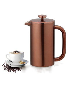 Prensa Francesa de Café Highwin 1L Acero Inoxidable Doble Pared