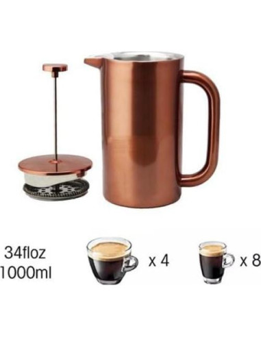 Prensa Francesa de Café Highwin 1L Acero Inoxidable Doble Pared