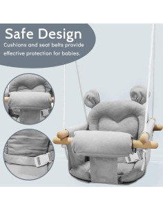 Columpio para Bebés GFU de Lona Ajustable 58 kg Gris 2