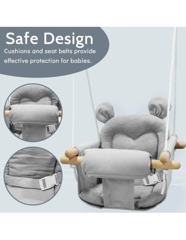 Columpio para Bebés GFU de Lona Ajustable 58 kg Gris