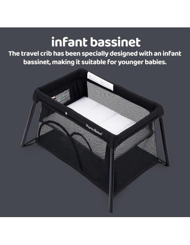 Cuna de viaje Pamo Babe con moisés extraíble, negra