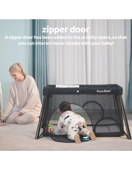 Cuna de viaje Pamo Babe con moisés extraíble, negra