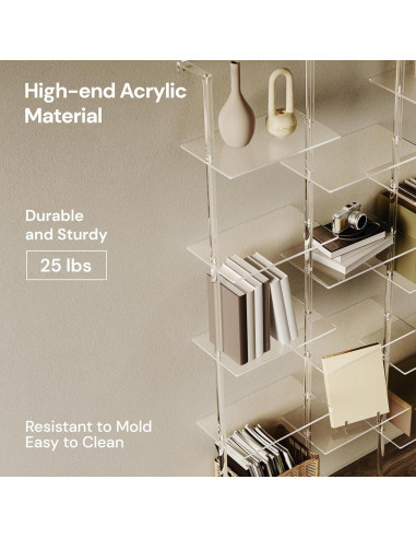 Estantería de Acrílico CRTERICX 5 Niveles 14 Estantes 184.8 cm