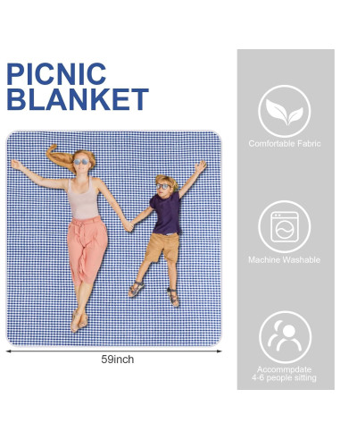 Cesta de Picnic Gandeer con Platos de Bambú y Forro Azul