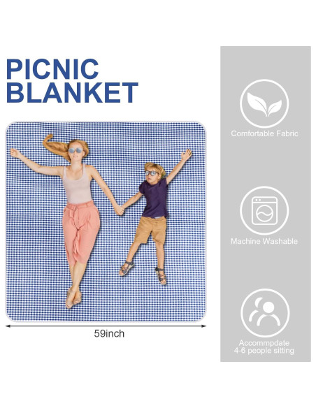 Cesta de Picnic Gandeer con Platos de Bambú y Forro Azul