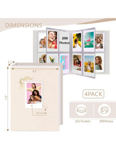 Álbum de Fotos Holoary Beige 256 Bolsillos para Instax 2