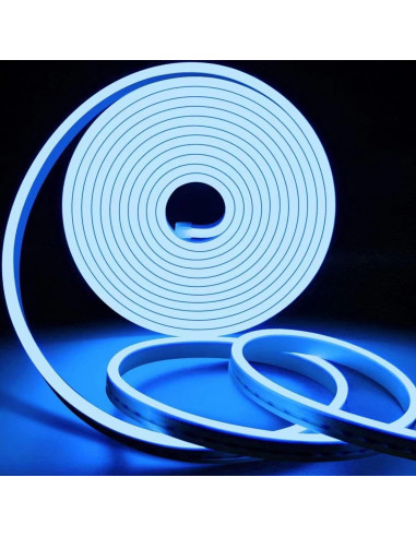 Tira LED de Neón 5m 12V Azul 600 LEDs IP65 Decorativa