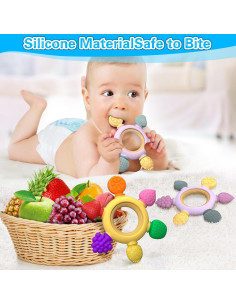 Mordedor de Silicona para Bebés GJZZ Fruta y Madera 0-12 Meses 2