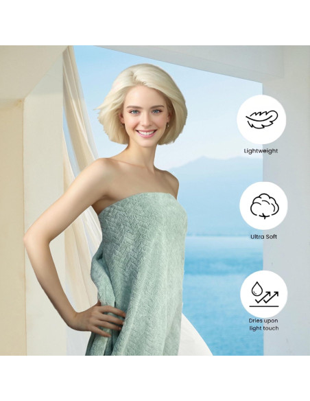 Toalla de Baño Grande XJEXUEIZ Microfibra Verde 139.7x68.6cm