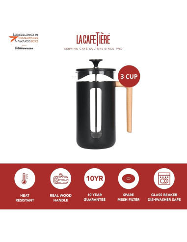 Cafetera Prensa Francesa La Cafetiere Pisa 3 Tazas Negra