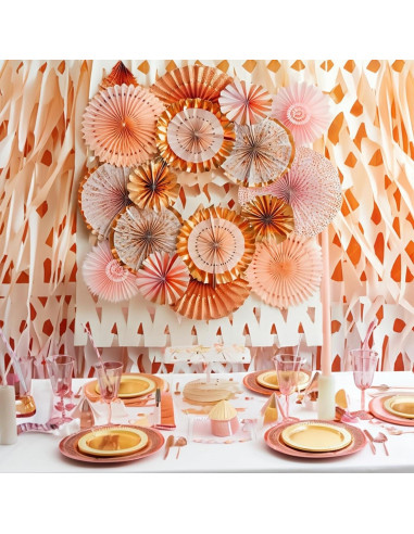 Juego de Decoración de Pared Origami PapaKit 8 Piezas Coral Rosa