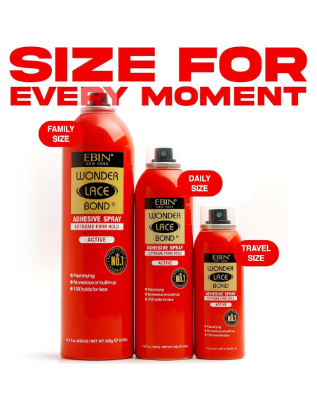 Spray Adhesivo Wonder Lace Bond 80ml - Secado Rápido, Sin Residuo