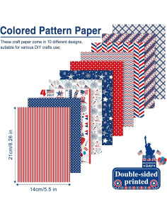 Conjunto de Papel Patrón 4 de Julio Morcheiong 60 Hojas A5 2