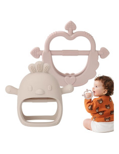 2 Pack Juguetes de Dentición Silicona AULEGE Bebés 0-18 Meses