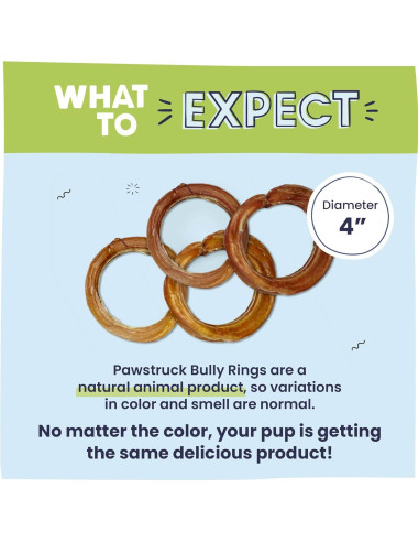 Anillos de Bully Stick Pawstruck 100% Carne de Res 198g