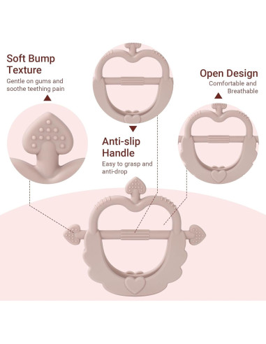 2 Pack Juguetes de Dentición Silicona AULEGE Bebés 0-18 Meses