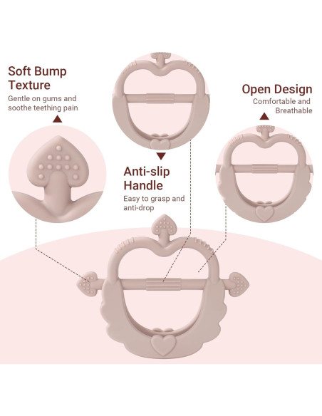 2 Pack Juguetes de Dentición Silicona AULEGE Bebés 0-18 Meses
