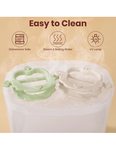 2 Pack Juguetes de Dentición Silicona AULEGE Bebés 0-18 Meses