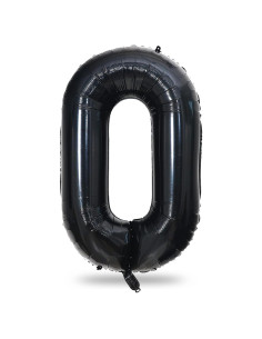 Globo de Foil Gigante N 0 Negro 40 cm para Fiestas