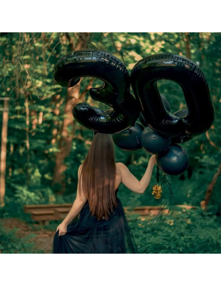 Globo de Foil Gigante N 0 Negro 40 cm para Fiestas