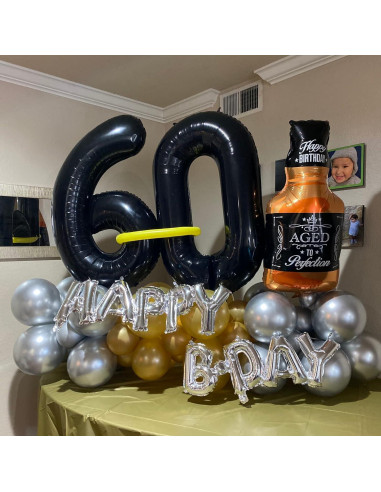 Globo de Foil Gigante N 0 Negro 40 cm para Fiestas