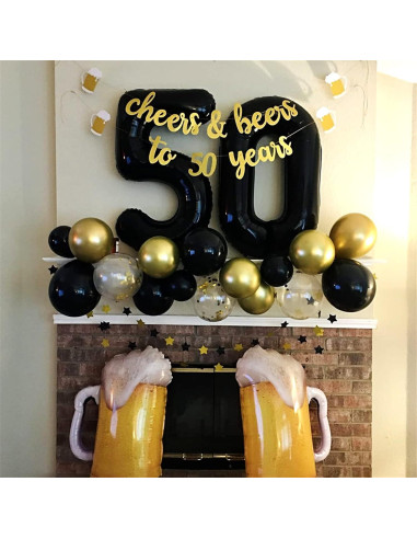 Globo de Foil Gigante N 0 Negro 40 cm para Fiestas