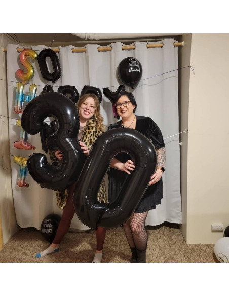 Globo de Foil Gigante N 0 Negro 40 cm para Fiestas