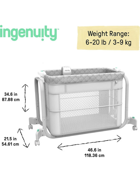Cuna Co-Sueño Ingenuity Dream Hero 3-en-1 Gris 0-12 Meses