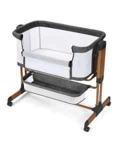 Cuna Mecedora 3-en-1 Ezebaby Gris Oscuro con Ruedas