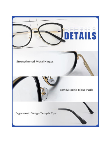 Gafas de Luz Azul ROWCHIC para Mujeres - Estilo Ojo de Gato